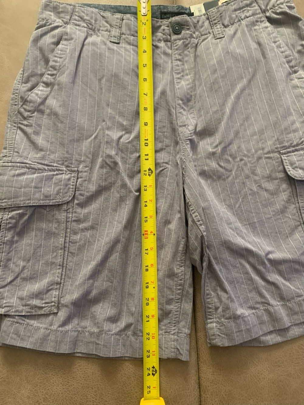 Faded Glory Mens Heather Blue Striped Cotton Novelty Cargo Shorts NEW Size 34 - Picture 8 of 8